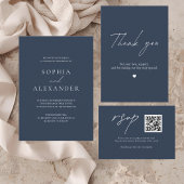 Elegant Navy Blue Wedding Modern Script Einladung