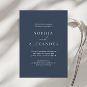 Elegant Navy Blue Wedding Modern Script Einladung