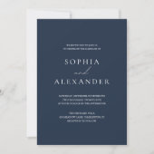 Elegant Navy Blue Wedding Modern Script Einladung (Vorderseite)