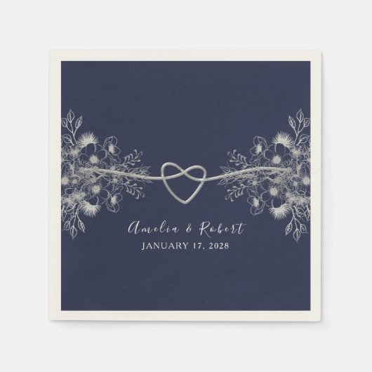 Elegant Navy Blue Wedding Napkins Serviette (Vorderseite)