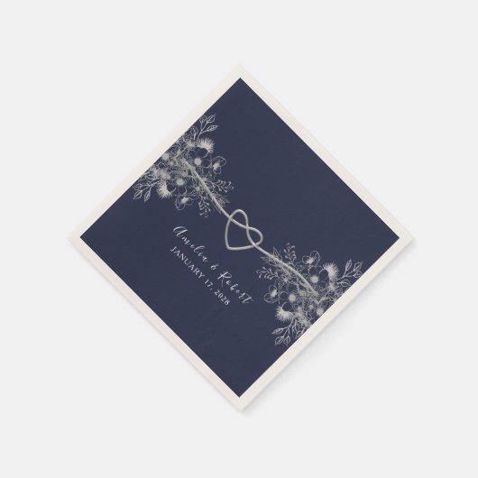 Elegant Navy Blue Wedding Napkins Serviette (Ecke)