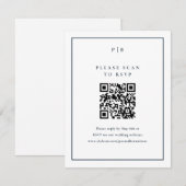 Elegant Navy Blue Wedding QR Code RSVP Card Karte (Vorne/Hinten)
