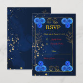 Elegant Navy Blue Wedding Response Card Template RSVP Karte (Vorne/Hinten)
