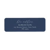 Elegant Navy Blue Wedding Return Address Label (Vorne)