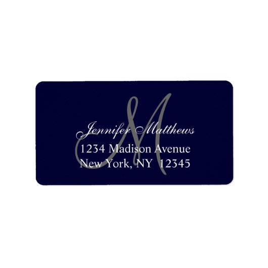 Elegant Navy Blue Wedding RSVP Rücksendeadresse Adressaufkleber (Vorne)