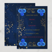 Elegant Navy Blue Wedding Save the Date Template (Vorne/Hinten)