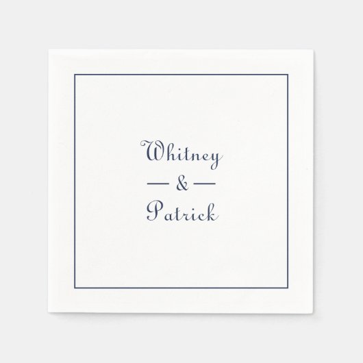 Elegant Navy Blue Wedding Script Minimalistisch Co Serviette (Vorderseite)