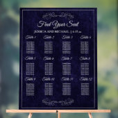 Elegant Navy Blue Wedding Seating Chart Acrylschild (Neutral)