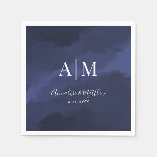 Elegant Navy Blue Wedding Serviette (Vorderseite)