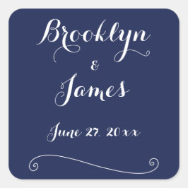 Elegant Navy Blue Wedding Stickers