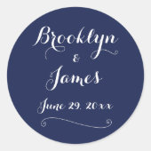 Elegant Navy Blue Wedding Stickers (Vorderseite)