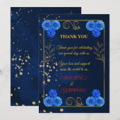 Elegant Navy Blue Wedding Thank You Template Dankeskarte (Vorne/Hinten)
