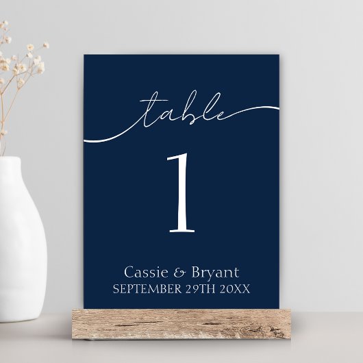 Elegant Navy Blue Wedding Tischnummer