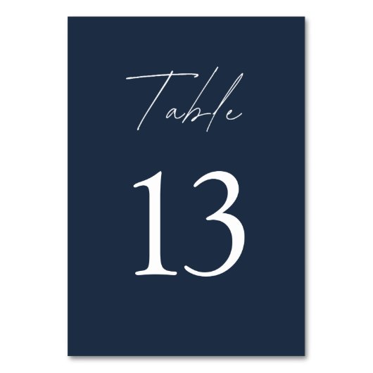 Elegant Navy Blue Wedding Tischnummer (Vorderseite)
