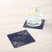 Elegant Navy Blue Wedding Vielen Dank Rechteckiger Pappuntersetzer (Vor Ort)