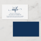 Elegant Navy Blue, Wedding Website Details Begleitkarte (Vorne/Hinten)