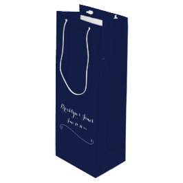 Elegant Navy Blue Wedding Wine Gift Bag Geschenktüte Für Weinflaschen
