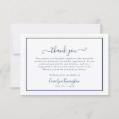 Elegant Navy Blue White Beileid Vielen Dank Dankeskarte (Vorderseite)