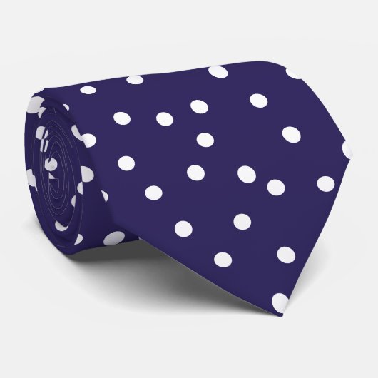 Elegant Navy Blue White Dots Pattern Groom Gift Krawatte (Gerollt)