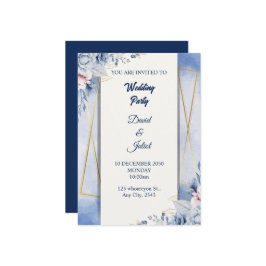 Elegant Navy Blue & White Einladung