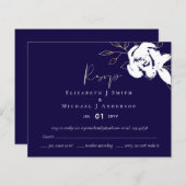 Elegant Navy Blue White Gold Wedding RSVP (Vorne/Hinten)