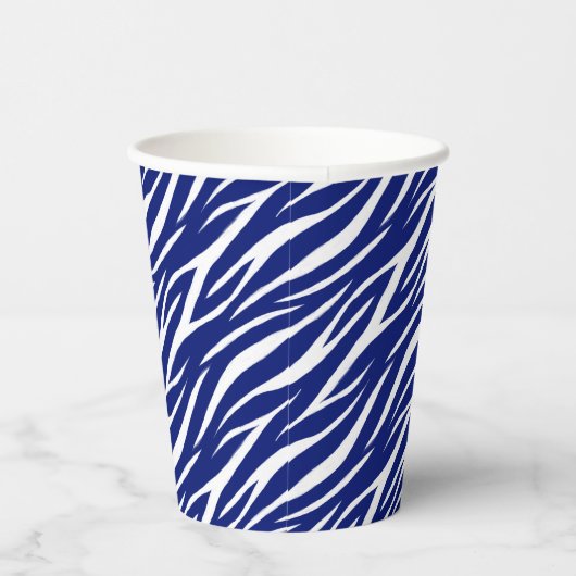 Elegant Navy Blue & White Graphic Trendy Zebra Pappbecher (Rechts)