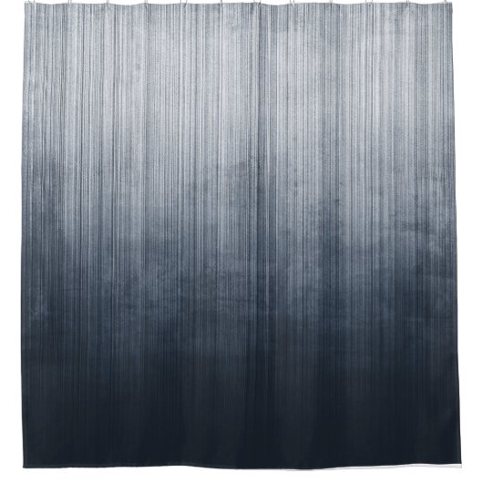 Elegant Navy Blue White Gray Rustic Striping Duschvorhang (Vorderseite)