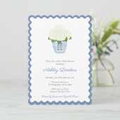 Elegant Navy Blue White Hydrangea Baby Boy Dusche Einladung (Stehend Vorderseite)