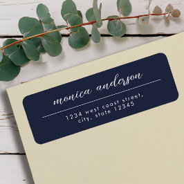 Elegant Navy Blue White Minimalistisch Script Name