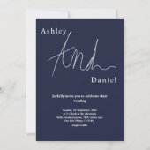 Elegant Navy Blue White Modern Simple Wedding Einladung (Vorderseite)