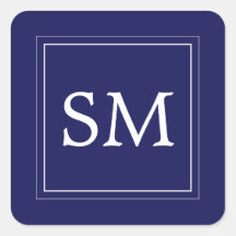 Elegant Navy Blue White Monogram Wedding