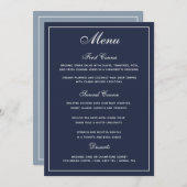 Elegant Navy Blue White Script Wedding Menu Menükarte (Vorne/Hinten)