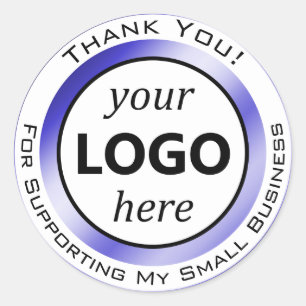 Elegant Navy Blue White Vielen Dank Ihr Logo hier Runder Aufkleber