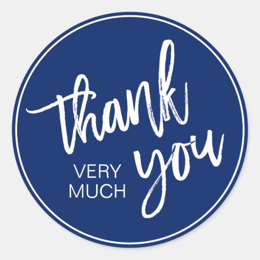Elegant Navy Blue White Vielen Dank Runder Aufkleber (Vorderseite)
