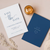 Elegant Navy Blue White Wedding speichert die Datu Einladung