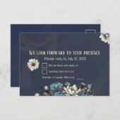 Elegant Navy Blue Wildblume Wedding RSVP Karte (Vorne/Hinten)