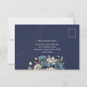 Elegant Navy Blue Wildblume Wedding RSVP Karte (Rückseite)