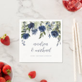 Elegant Navy Blue Wildblumen Floral Wedding Napki Serviette (Beispiel)