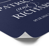 Elegant Navy Blue Willkommen auf unserem Hochzeits Poster (Ecke)