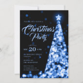 Elegant Navy Blue Winter Christmas Tree Holiday Einladung (Vorderseite)