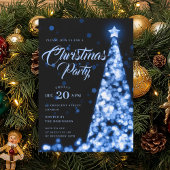 Elegant Navy Blue Winter Christmas Tree Holiday Einladung
