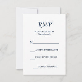 Elegant Navy Blue Winter Wedding RSVP Karte