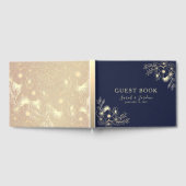 Elegant Navy Blues Floral Wedding Gästebuch (Voll)