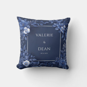 Elegant Navy Blues Floral Wedding Kissen