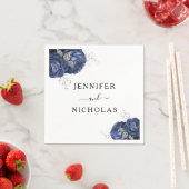 Elegant Navy Blues Floral Wedding Serviette (Beispiel)