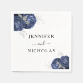Elegant Navy Blues Floral Wedding Serviette (Vorderseite)