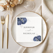 Elegant Navy Blues Floral Wedding Serviette