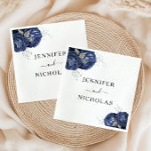 Elegant Navy Blues Floral Wedding Serviette