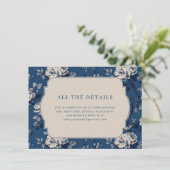Elegant Navy Blumenmuster Begleitkarte (Stehend Vorderseite)