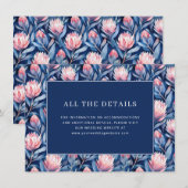 Elegant Navy Blumenmuster Begleitkarte (Vorne/Hinten)